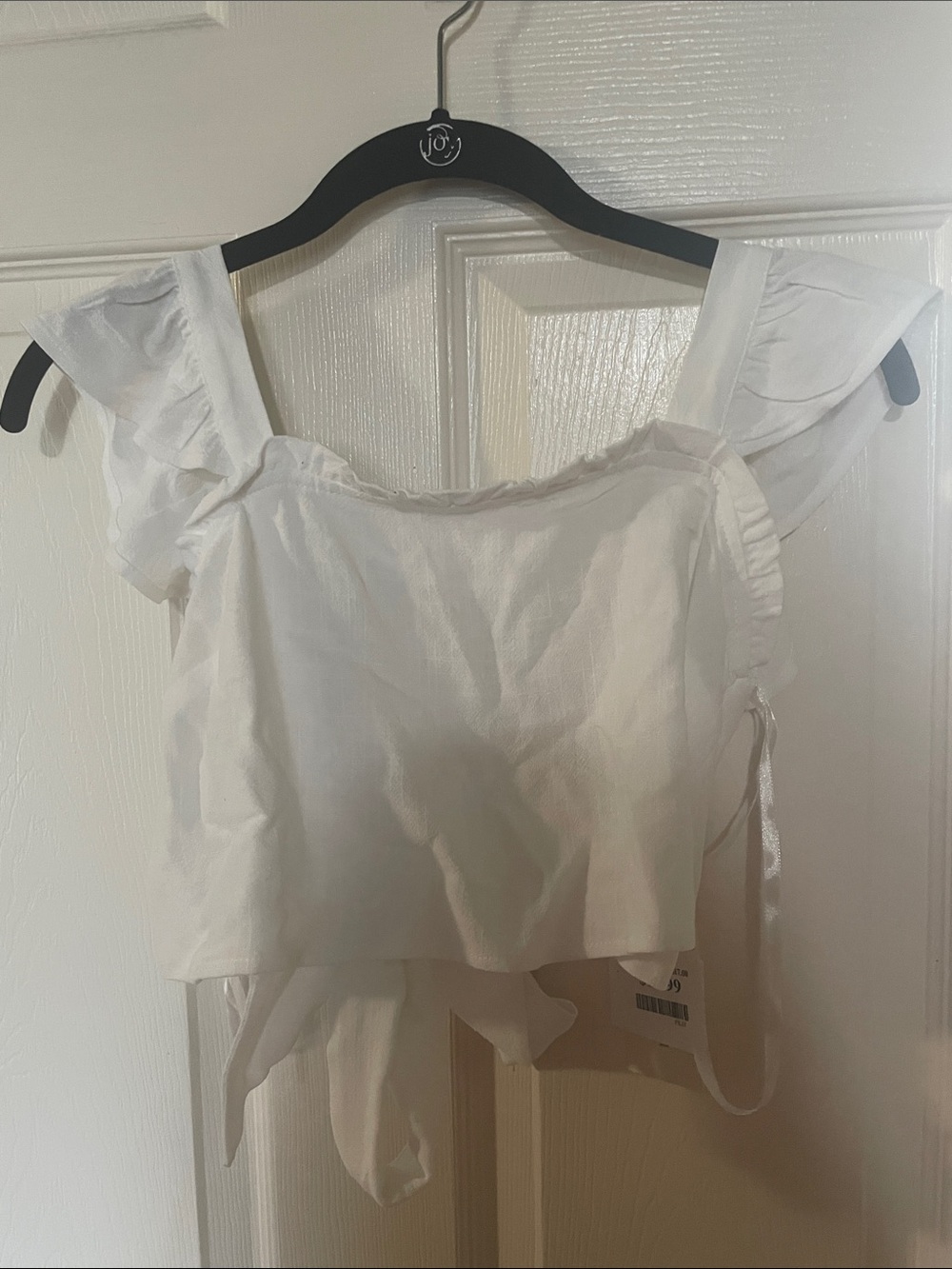 Monteau White Ruffle Strap Cropped Cami